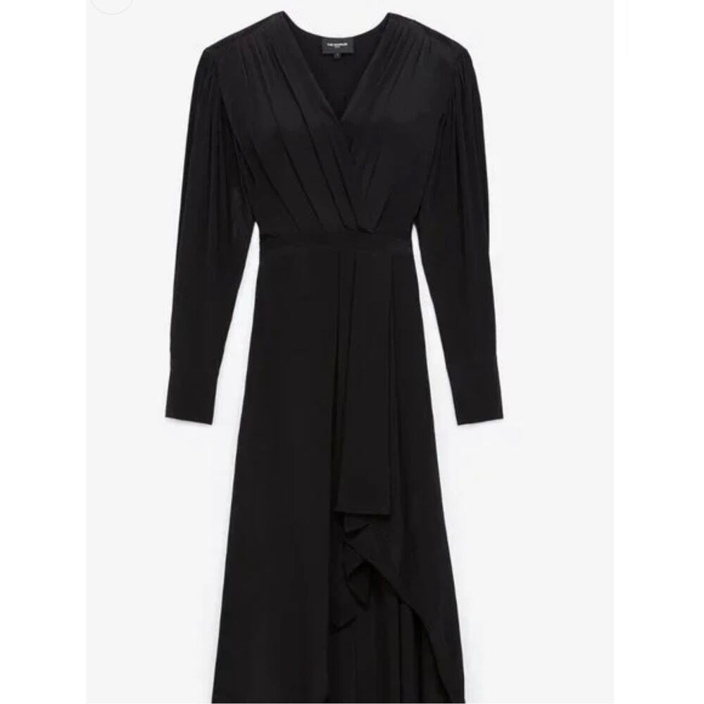 New the Kooples black silk blend plain luxury dress sz 2 medium flaw - Picture 3 of 6